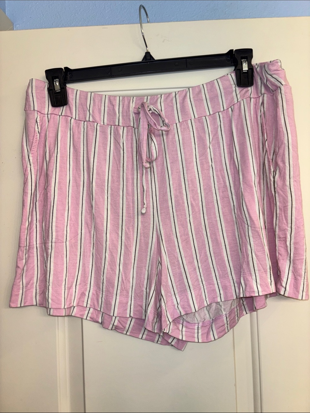 Soma cool Nights Pink and White Striped Drawstring pajama Lounge Shorts XL